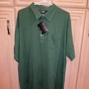 NEW NWT KNIGHTSBRIDGE X-LARGE MEN'S COTTON & POLYESTER SHORT SLEEVE GREEN SHIRT